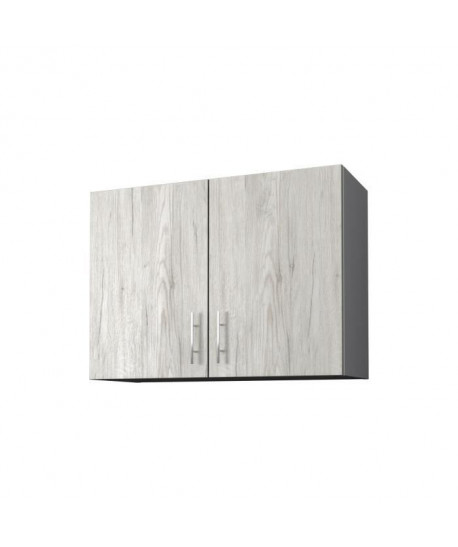 OBI Meuble haut de cuisine L 80 cm  Décor chene Sanremo et blanc