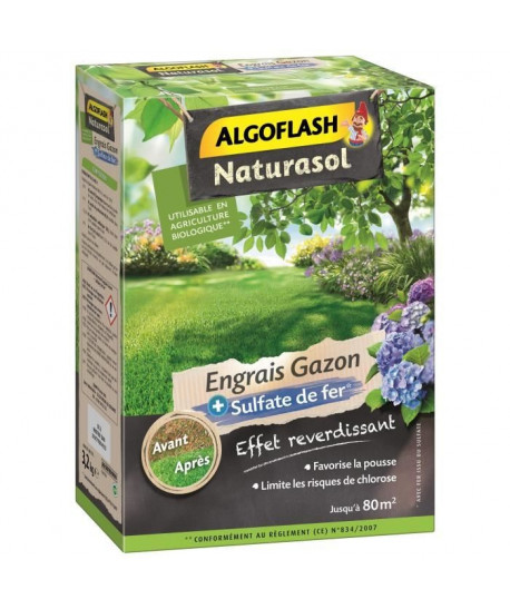 ALGOFLASH NATURASOL Engrais Gazon  Sulfate de fer  3,2kg