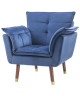 MARCO Fauteuil en tissu velours bleu nuit  Contemporain  L 45 x P 51 cm