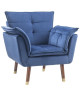 MARCO Fauteuil en tissu velours bleu nuit  Contemporain  L 45 x P 51 cm