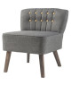 STANFORD Fauteuil en bois  Tissu gris boutons jaunes  Scandinave  L 60 x P 44 cm