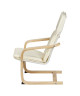 Fauteuil de relaxation enfant en métal noir et pieds bouleau massif  Tissu beige  Contemporain  L 44 x P 47 cm