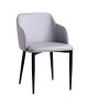 CINDY Lot de 2 fauteuils de salle a manger pieds métal noir  Simili gris  Contemporain  L 52 x P 56 cm