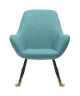 NORTON Fauteuil Rocking Chair en tissu bleu  Pieds bascule en bois et métal  Vintage  L 69 x P 76,3 cm