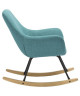 NORTON Fauteuil Rocking Chair en tissu bleu  Pieds bascule en bois et métal  Vintage  L 69 x P 76,3 cm