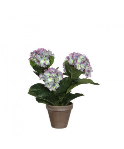 MICA DECORATIONS Plante artificielle Hortensia violet en pot  Gris