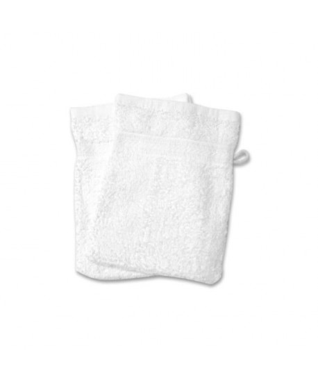 SOLEIL D\'OCRE Lot de 2 gants de toilette 100% Coton DOUCEUR 16x21 cm  Blanc