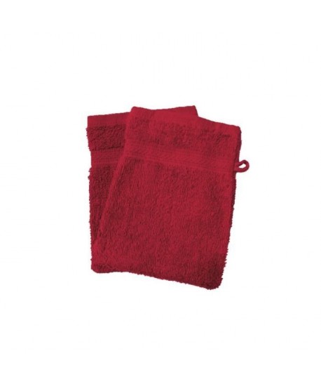 SOLEIL D\'OCRE Lot de 2 gants de toilette 100% Coton DOUCEUR 16x21 cm  Rouge