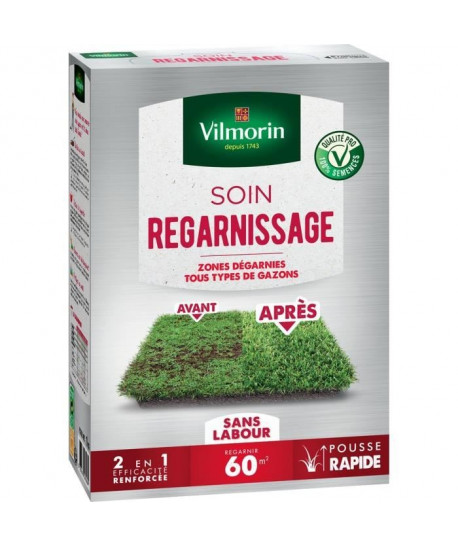 VILMORIN Semences pour soins et regarnissage universel de gazon  2 en 1  1 kg