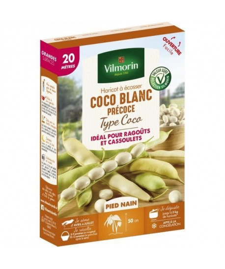 VILMORIN Graines de haricot coco nains blanc a écosser  20 M