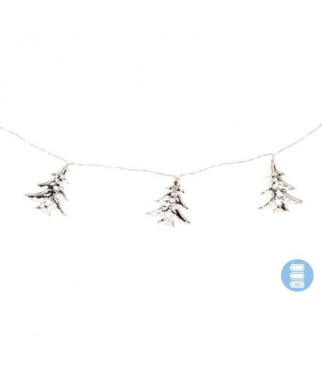 Guirlande de Noël lumineuse intérieure Sapins Argenté L 175 cm