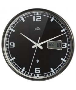 ORIUM Horloge murale radiocontrolée Datum  Ř 27 cm  Noir et blanc