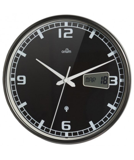 ORIUM Horloge murale radiocontrolée Datum  Ř 27 cm  Noir et blanc