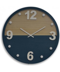 ORIUM Horloge murale Lumia  Ř 40 cm  Bleu et marron bois