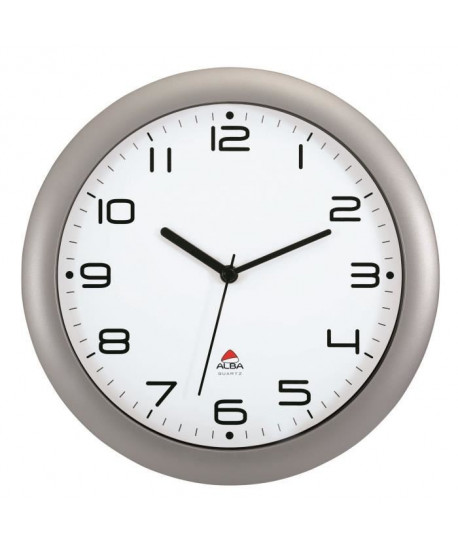 ALBA Horloge silencieuse 30cm quartz  Gris métal