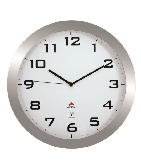 ALBA Horloge radio pilotée  38 cm  Gris métal