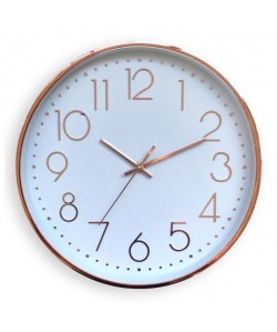 Horloge silencieuse  Ř 20 cm  Plastique et verre  Orange cuivre
