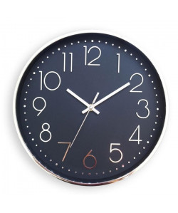 Horloge silencieuse  Ř 20 cm  Plastique et verre  Gris argenté