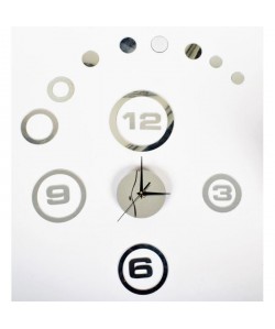 Horloge murale adhésive miroir STICKER  Ř 60 cm  Gris argenté