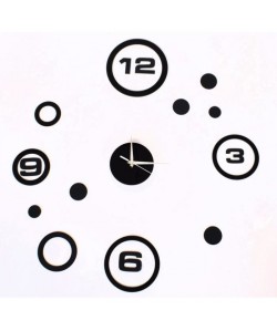 Horloge murale adhésive miroir STICKER  Ř 60 cm  Noir