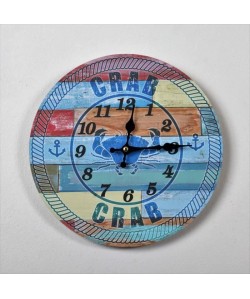 CLOCK Horloge Pendule aspect bois Crabe  Ř 28cm