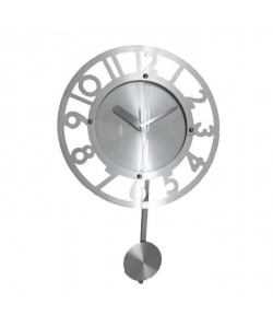 Horloge avec balancier métal Pendule 38x25 cm argenté