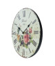 Horloge murale vintage en bois  Ř34 x 3 cm  Motif imprimé floral