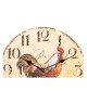 Horloge murale vintage en bois  Ř34 x 2 cm  Motif imprimé coq