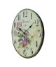 Horloge murale vintage en bois  Ř34 x 3 cm  Motif imprimé floral