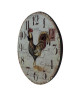 Horloge murale vintage en bois  Ř34 x 3 cm  Motif imprimé coq