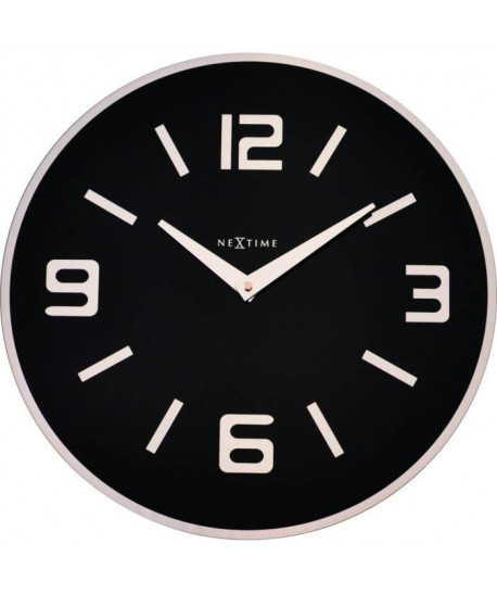 NEXTIME Horloge murale Shuwan Black Verre  Noir  Ř 43 cm