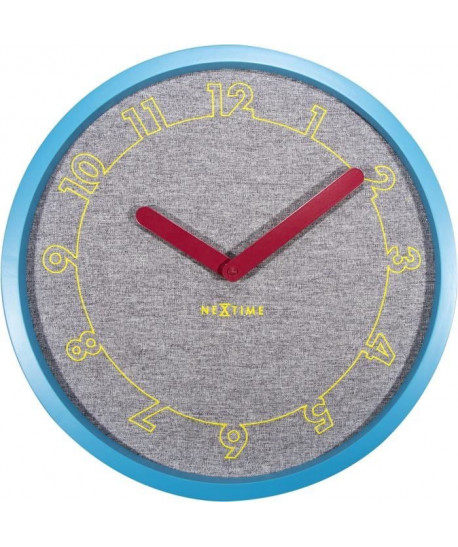 NEXTIME Horloge murale Calmer  Bois  Bleu  Ř 40 cm