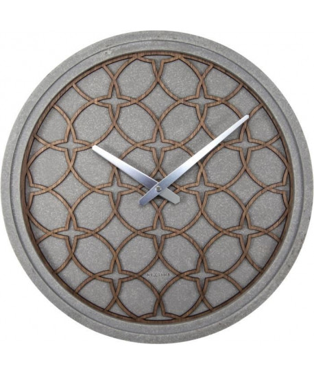 NEXTIME Horloge murale Concreto Love  Bois  Gris  Ř 39,5 cm