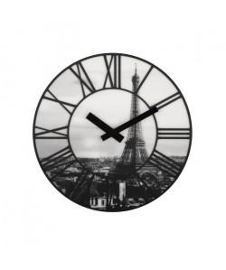 NEXTIME Horloge murale  La Ville In Paris Plastique Noir / Blanc Ř 39cm