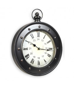 XCLOCK Horloge métal Old  Ř 40 cm  Noir