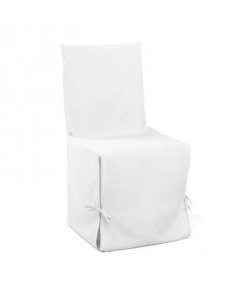 DOUCEUR d\'INTERIEUR Housse de chaise unie a nouettes 50x50x50 cm Essentiel blanc