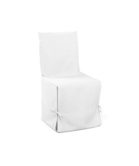 DOUCEUR d\'INTERIEUR Housse de chaise unie a nouettes 50x50x50 cm Essentiel blanc