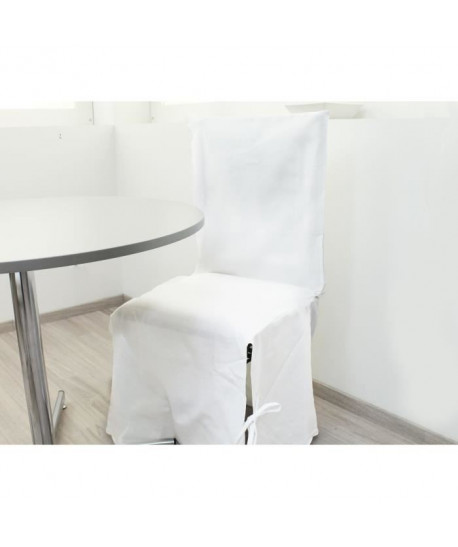 SOLEIL D\'OCRE Housse de chaise en coton Panama  Blanc