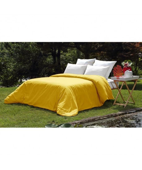 VENT DU SUD Housse de couette PALACE en coton lavé  240x260 cm  Jaune safran