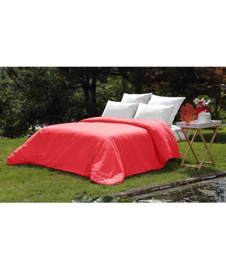 VENT DU SUD Housse de couette PALACE en coton lavé  200x200 cm  Rouge cranberry