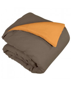 VENT DU SUD Housse de couette en lin et coton lavé  220x240 cm  Marron havane / Orange ambre