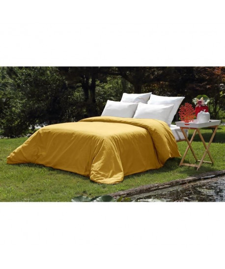 VENT DU SUD Housse de couette PALACE en coton lavé  240x260 cm  Jaune curry