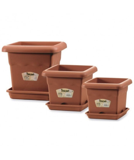 PLASTIKEN Pot a fleurs carré Ř 33 cm  Terracotta