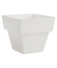 Pot carré plastique blanc brillant 14x14 cm