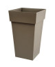 EDA Pot de fleur haut carré Toscane  39 x 39 x H 65 cm  62 L  Taupe