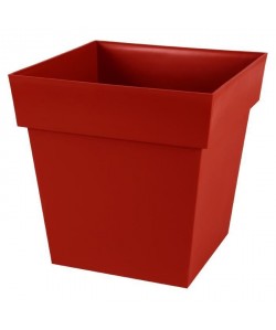 EDA Pot de fleur carré Toscane  39 x 39 x H 39 cm  38 L  Rouge rubis