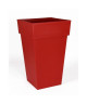 EDA Pot de fleur haut carré Toscane  39 x 39 x H 65 cm  62 L  Rouge rubis