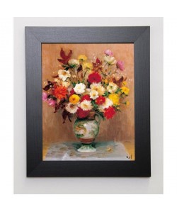 DYF Image encadrée Bouquet de dahlias 31x37 cm Multicolore