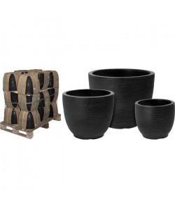 Set de 3 Pots de fleurs Noir