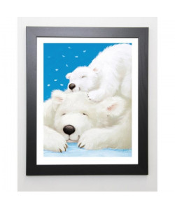 EDGSON Image encadrée Fluffy Bears II  47x57 cm  Bleu